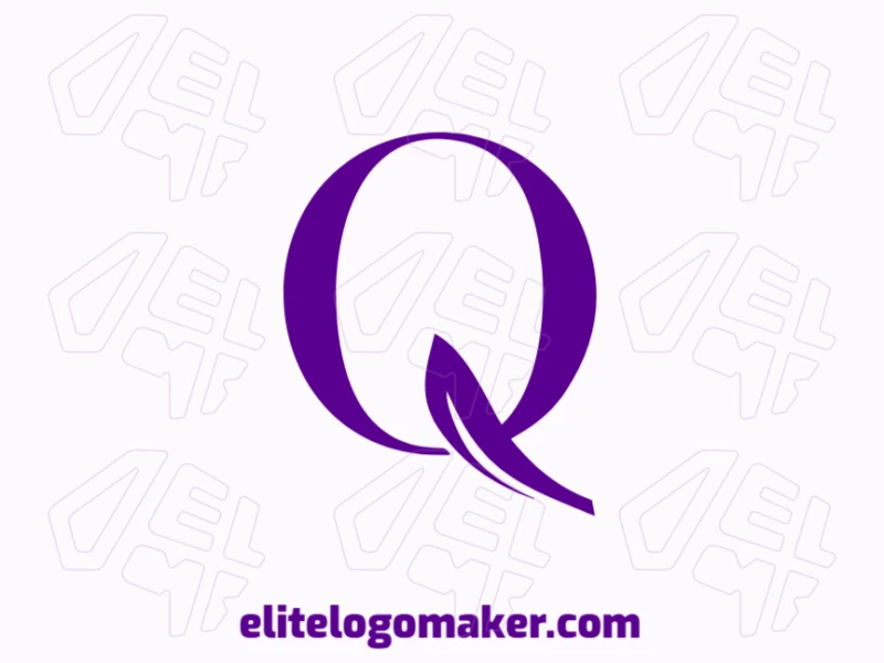 Um logotipo atraente com a letra inicial 'Q' em um estilo de letra inicial ousado, projetado com cores roxas para criar um impacto visual forte e memorável.