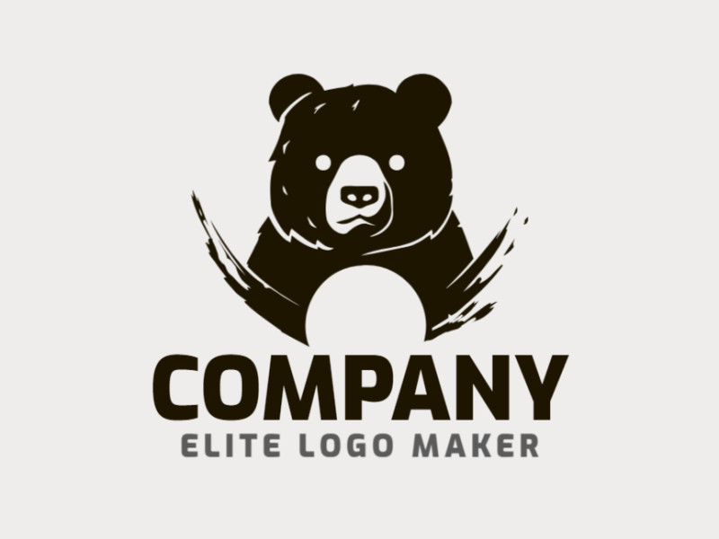 Um design de logo artesanal apresentando um urso de tinta, exalando singularidade e personalidade em preto.