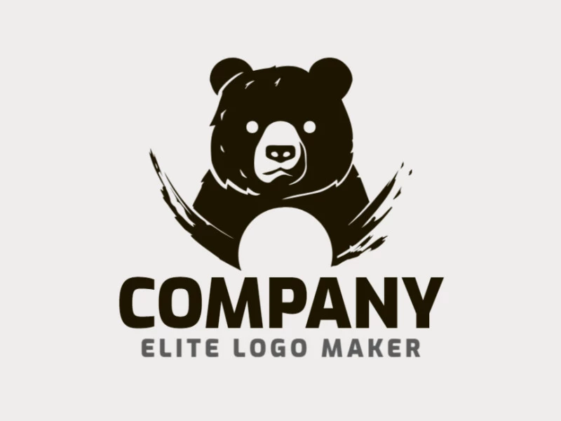 Un diseño de logo artesanal con un oso de tinta, que irradia singularidad y carácter en negro.