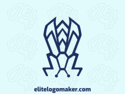 Logo Template in the shape of an insect, with abstract design and blue color.