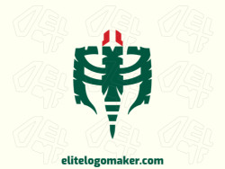 Logo template for sale in the shape of an insect, the colors used was green and red.