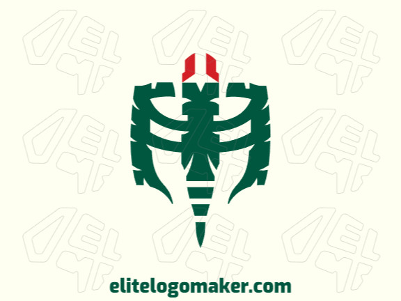 Modelo de logotipo para venda com a forma de um inseto, as cores utilizadas foi verde e vermelho.