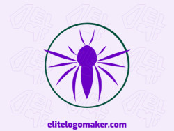 A simple logo composed of abstract shapes forming an insect with purple and dark green colors.