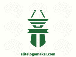 Abstract logo with a refined design, forming an insect combined with a basket, the color used was green.