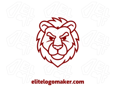 Logotipo criativo com um design interessante de cabeça de leão em estilo simples, criando uma identidade visual única e impactante.