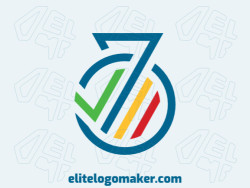 Simple logo in the shape of a  medal combined with a graph similar to a hand, the colors used are blue, green, yellow, and red.