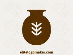 Vector logo in the shape of a jar with minimalist design and dark brown color.