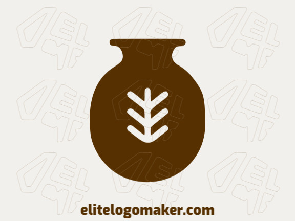 Logotipo vetorial com a forma de um jarro com design minimalista e cor marrom escuro.