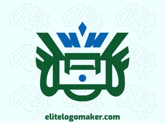 Logotipo abstrato com a forma de um controle de video game combinado com uma coroa.