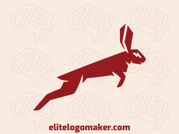 Logo for sale in the shape of a jumping rabbit, with minimalist design and brown color.