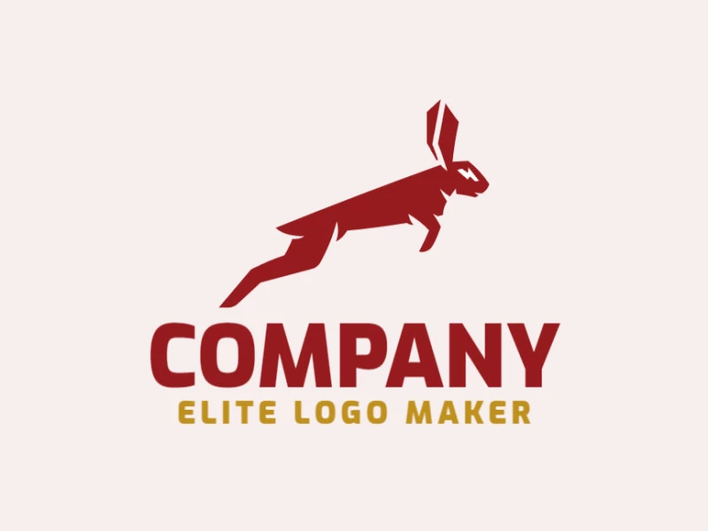 Logo for sale in the shape of a jumping rabbit, with minimalist design and brown color.