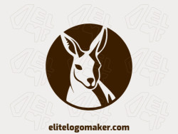 Customizable logo in the shape of a kangaroo with a circular style, the color used was dark brown.