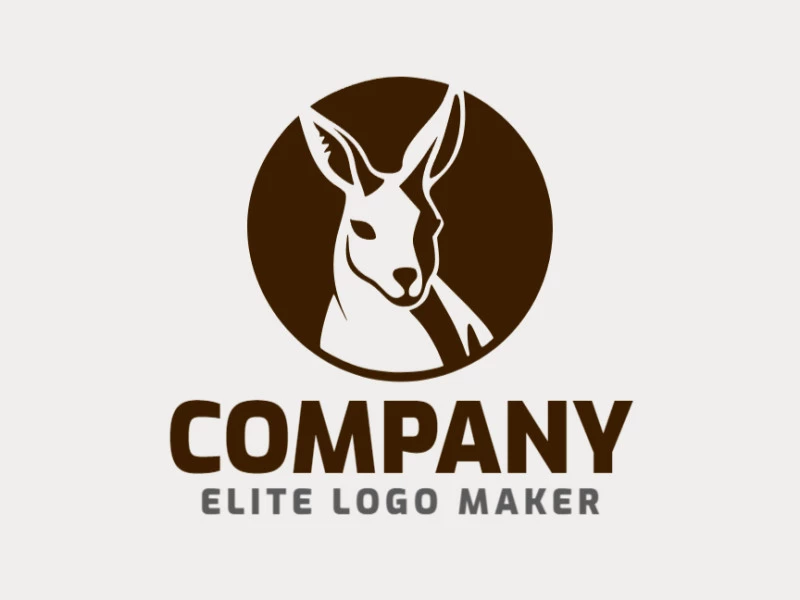 Customizable logo in the shape of a kangaroo with a circular style, the color used was dark brown.