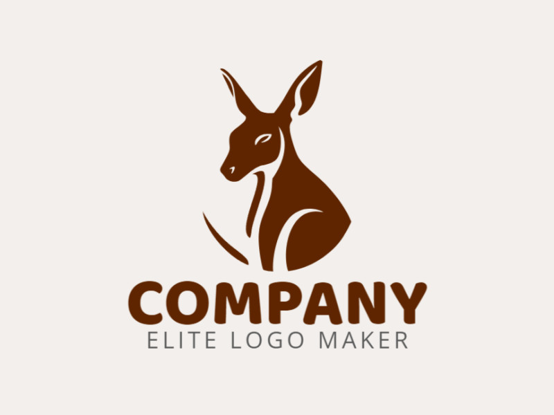 Logotipo customizável com a forma de um canguru com design criativo e estilo simples.