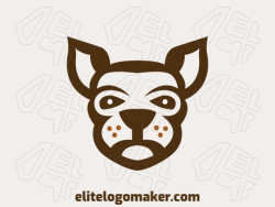 Animal logo with the shape of a kangaroo head with abstract style and brown and yellow colors.