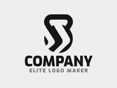 Logotipo com design criativo formando um kettlebell combinado com bumerangues, com estilo simples e cores customizáveis.