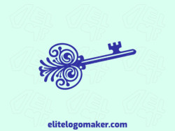Memorable logo in the shape of a key with abstract style, and customizable colors.