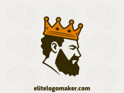 Creative logo in the shape of a kind king with memorable design and illustrative style, the colors used were dark yellow and dark brown.