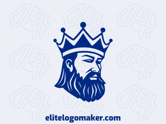 Crie um logotipo vetorial para sua empresa com a forma de um rei com estilo abstrato, a cor utilizada foi azul escuro.