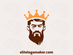 Template logo in the shape of a king with abstract design with orange and dark brown colors.