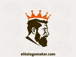A sophisticated logo in the shape of a king with a sleek simple style, featuring a captivating orange and dark brown color palette.