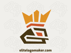 Initial logo in the form of a crown combined with a letter "G" composed of abstract shapes and refined design with orange, yellow, and brown colors.