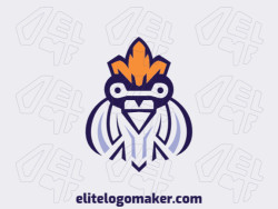 Customizable logo with the shape of a pigeon head combined with a crown composed of an abstract style with blue, purple, and yellow colors.