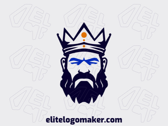 Logotipo com design criativo formando um rei usando coroa com estilo simétrico e cores customizáveis.