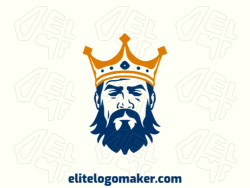 Template logo in the shape of a king wearing a crown with abstract design with blue and yellow colors.