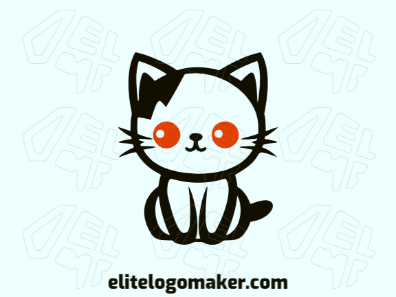 Um logotipo fofo e lúdico, apresentando um gatinho animado em laranja e preto encantadores, perfeito para um encanto infantil.