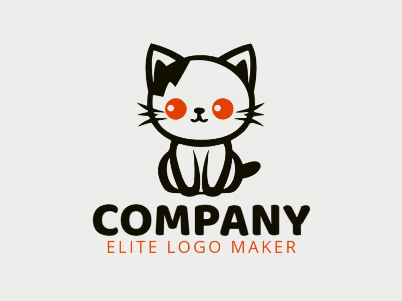 Un logotipo lindo y juguetón que presenta a un gatito animado en un naranja y negro encantadores, perfecto para un encanto infantil.