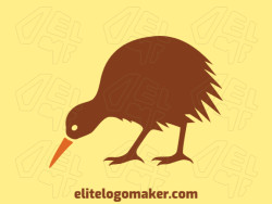 Contemporary emblem featuring a kiwi bird, exquisitely crafted with a sleek and abstract aesthetic.