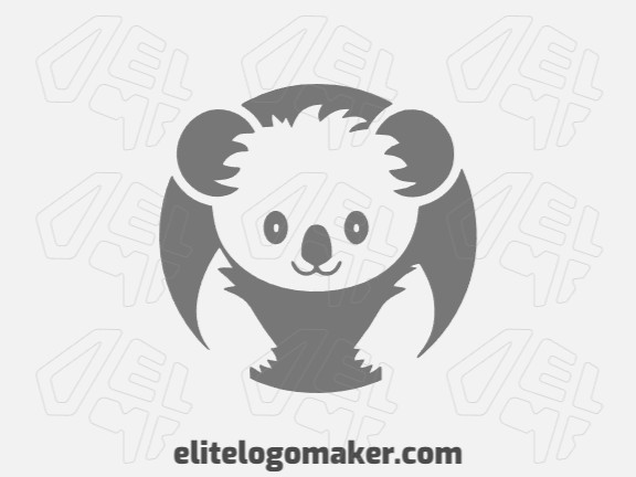 Logotipo customizável com a forma de um coala com design criativo e estilo circular.