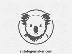 Simple logo composed of abstract shapes forming a koala with the color grey.