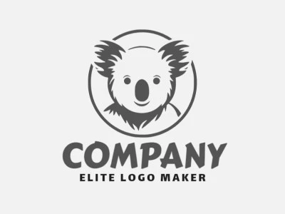 Simple logo composed of abstract shapes forming a koala with the color grey.