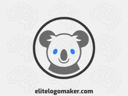 Logo with creative design, forming a koala with minimalist style and customizable colors.