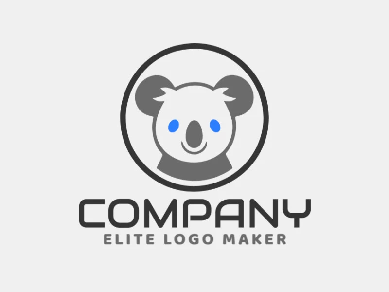 Logo with creative design, forming a koala with minimalist style and customizable colors.