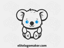 Customizable logo in the shape of a koala with creative design and childish style.