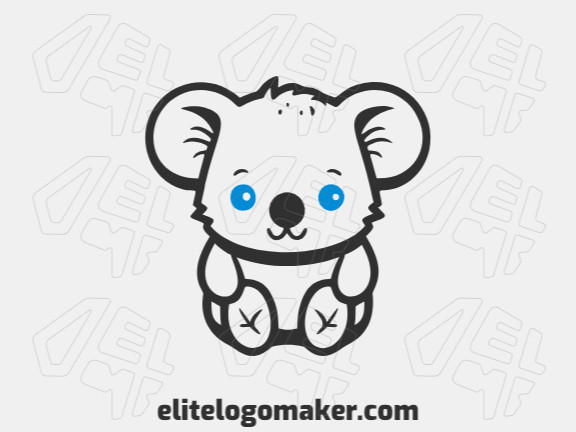 Logotipo customizável com a forma de um coala com design criativo e estilo infantil.
