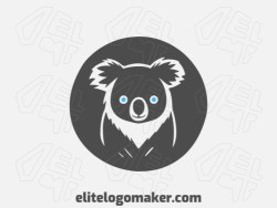 Create a memorable logo for your business in the shape of a koala with a circular style and creative design.