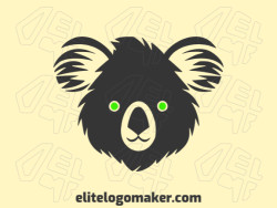 Memorable logo in the shape of a koala head with simple style, and customizable colors.