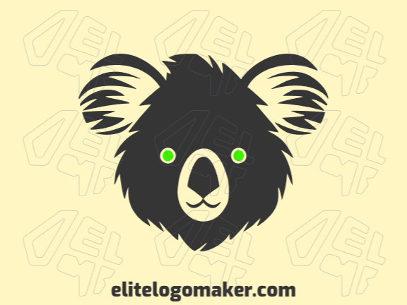Logotipo memorável com a forma de uma cabeça de coala com estilo simples, e cores customizáveis.
