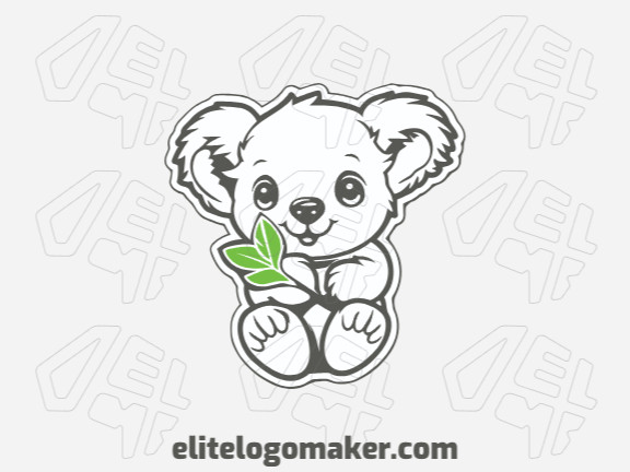 Ideal logo for different businesses in the shape of a koala combined with leaves with an illustrative style.