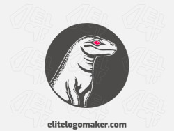 Create a vectorized logo showcasing a contemporary design of a Komodo dragon and abstract style, with a touch of sophistication with grey and pink colors.