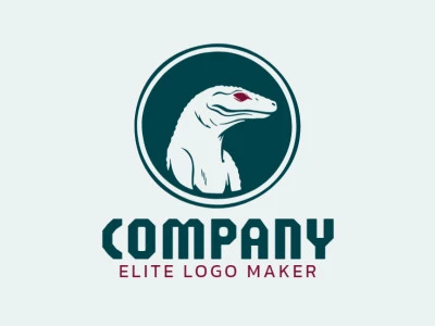 Logo template for sale in the shape of a Komodo dragon, the colors used were red and dark green.