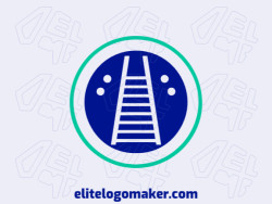 Logo available for sale in the shape of a ladder with a minimalist design with green and dark blue colors.