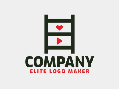 Logo with creative design, forming a ladder combined with a heart and a play, with simple style and customizable colors.