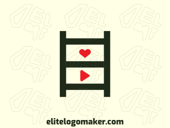 Logotipo com design criativo formando uma escada combinado com um coração e um play, com estilo simples e cores customizáveis.