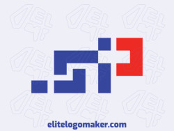 Logo Template for sale in the shape of a ladder combined with a letter "P", the colors used was blue and red.