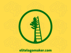 Create a vector logo for your company in the shape of a ladder combined with a tree with a double-meaning style, the color used was dark green.